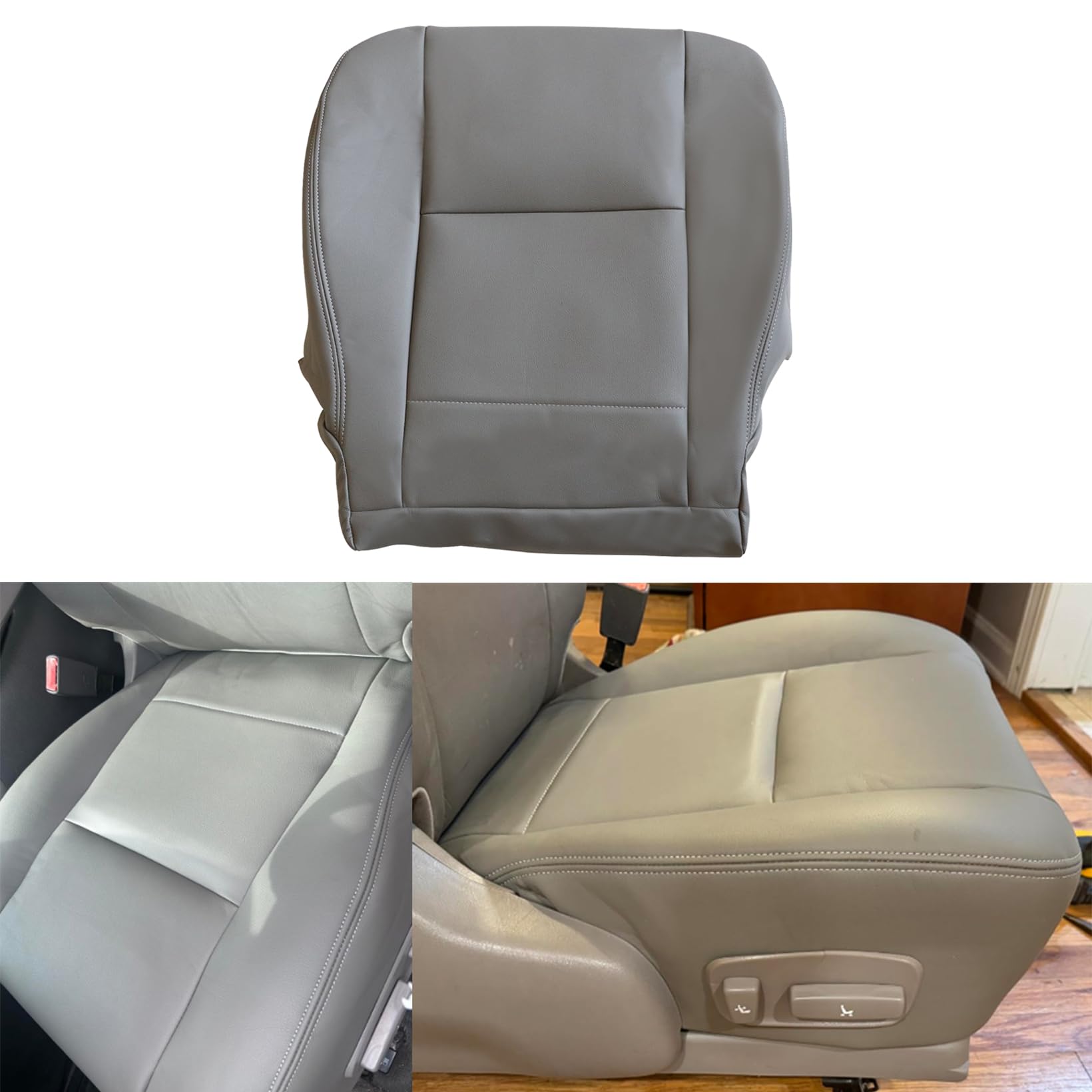 NLQR Driver or Passenger Side Bottom Replacement Seat Cover Microfiber Leather Gray Compatible with Toyota Sequoia Tundra 2000 2001 2002 2003 2004