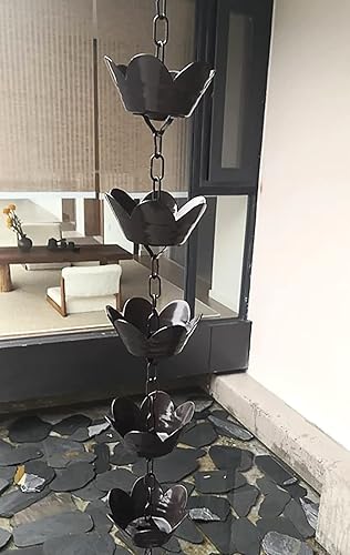 Miniatura 3 de EliteBloom Rain Chain Rain Chains for Eaves Gutters Outlet, Petals Rain Collector Gutter Chain, Outdoor Decorative Rainwater Diverter Aluminum,