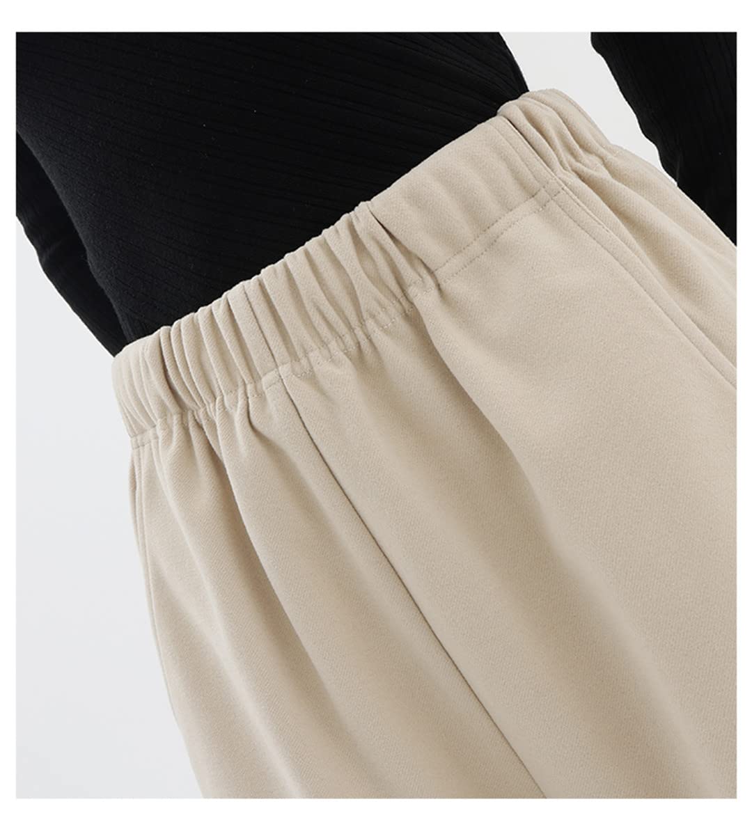 Dninmim Pantaloni della tuta da donna Pantaloni larghi in vita elastica Pantaloni dritti casual larghi primavera Streetwear, Beige, S