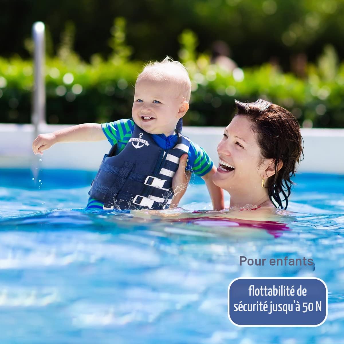 Boglia Enfant en Bas âge Swim Gilet, Floaties pour Enfants en Bas âge, Kid Vest Maillot de Bain avec flottation Sangle de sécurité réglable pour Unisexe Enfants, Red Stripes