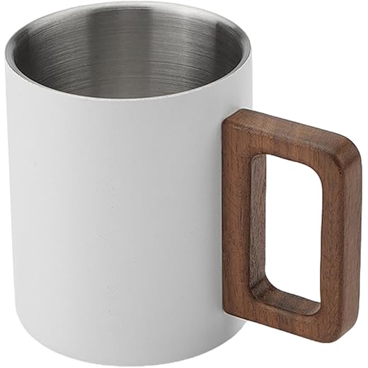 ATORSE Stainless Steel Coffee Mug Double Wall White