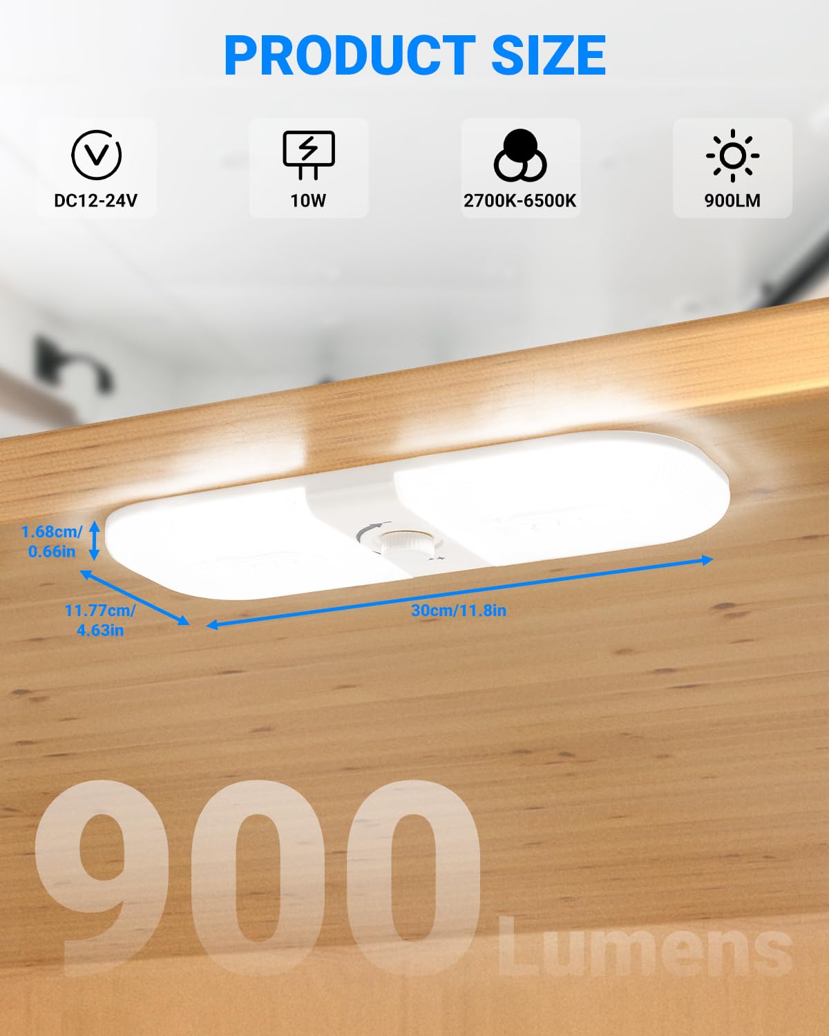 SUPAREE Plafoniera LED 12V Camper con Dimmer 3 Colori 2700K-6500K