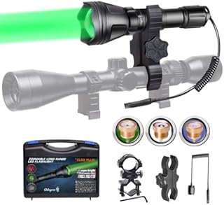 Odepro KL52Plus Zoomable Hunting Light with Red Green White IR850 Interchangeable Modules, Predator Flashlight with Pressure Switch, for Hog Coyote and Varmint Hunting