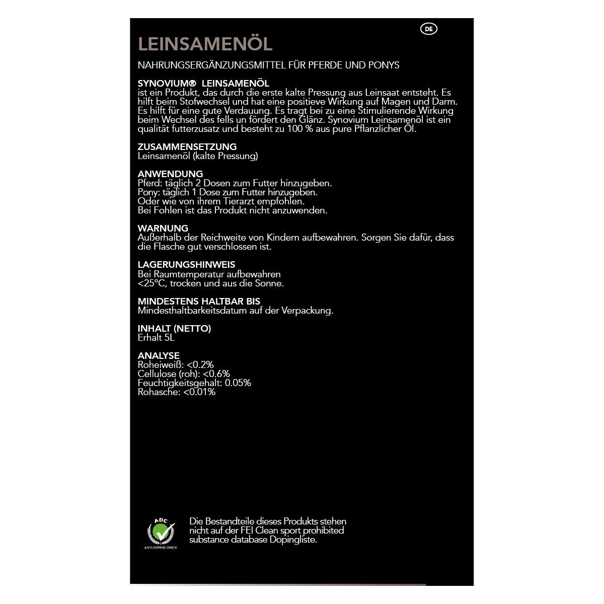 aceite de linaza sinovium - 5 l - Mejora el metabolismo y contribuye a un efecto positivo en el estómago y los intestinos.