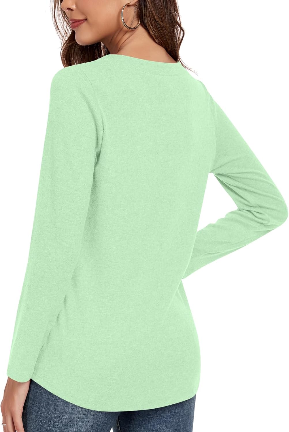 Anyhold Women's Tunic Tops Long Sleeve Shirts Casual V Neck Blouse for Leggings - Image 3
