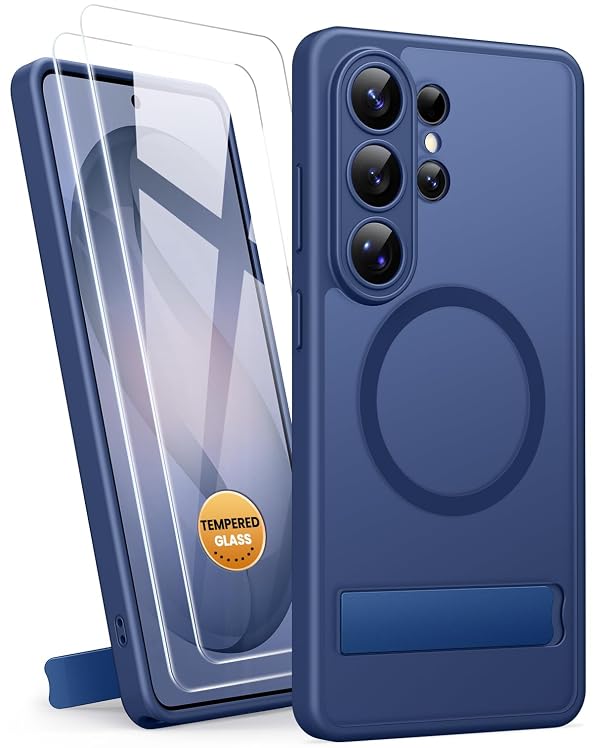 BXYJY for Samsung Galaxy S26 Ultra Case with 2 Tempered Screen Protectors, Built-in Stand, Wireless Charging Compatible with MagSafe, Full Camera Protection, Rugged Magnetic Case for S26 Ultra, Blue by BXYJY - Used condition - US$13.66