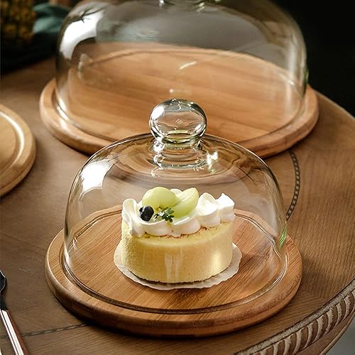 Miniatura 4 de Cúpula de postre de cristal de 7.1 pulgadas con base, mini bandeja decorativa para pasteles con cubierta de cúpula de cristal, bandeja de servidor