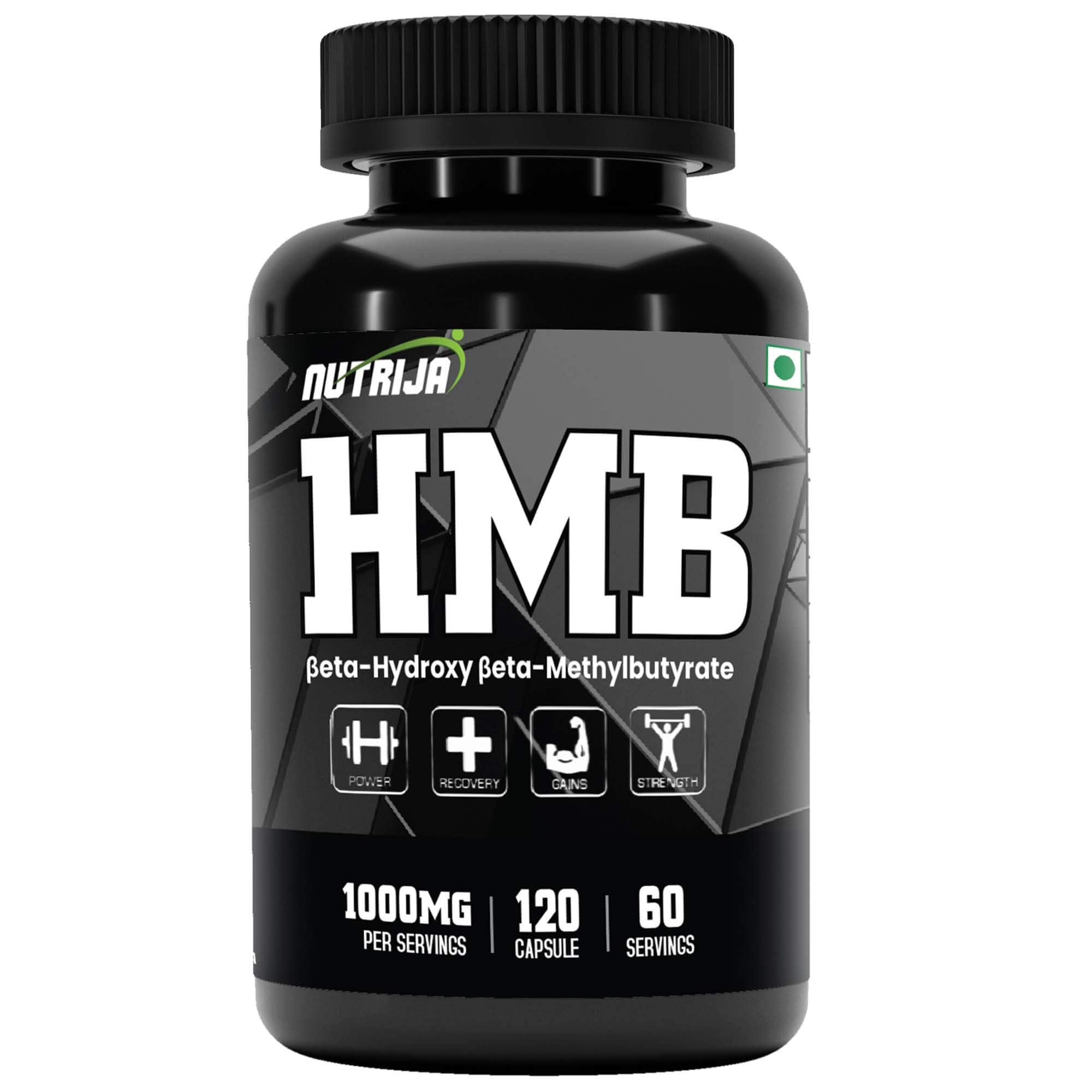 NutriJa HMB 1000MG Capsules (Beta-Hydroxy Beta-Methylbutyrate) - Pure HMB | Prevents Muscle Breakdown, Faster Recovery, Strength (120 Capsules)