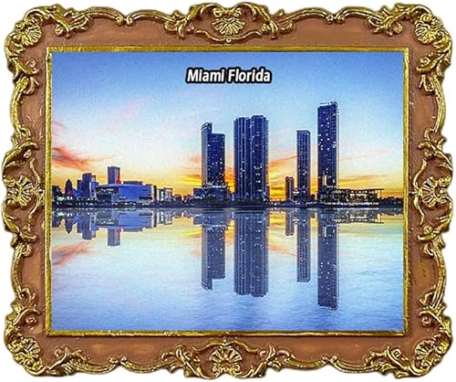 Miami Florida USA - Imán para refrigerador 3D, recuerdo de viaje, decoración de nevera, etiqueta engomada magnética, colección artesanal