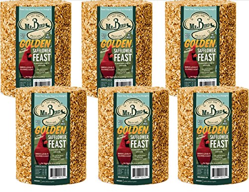 6-Pack of Mr. Bird Golden Safflower Feast Large Wild Bird Seed Cylinder 62 oz.