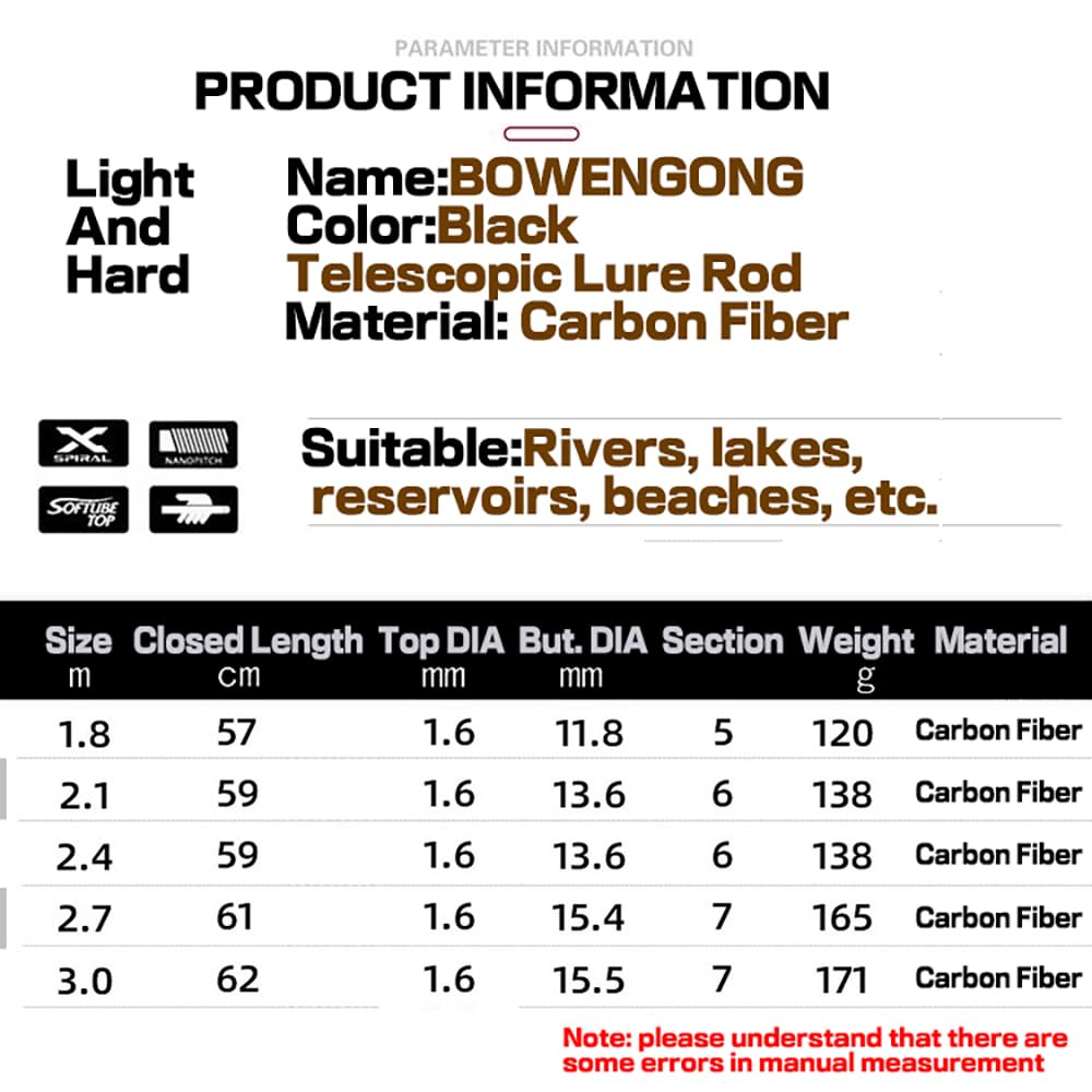 Canna da Pesca Canna da Pesca Feeder Canna da Pesca telescopica Canna da Pesca Power Carbon Fiber Travel Attrezzatura da Pesca(Casting Rod,2.7 m)