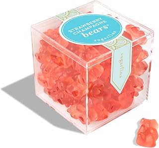 Strawberry Champagne Bears Small Candy Cube, Champagne Gummy Bears, 3.3oz, 1 Count