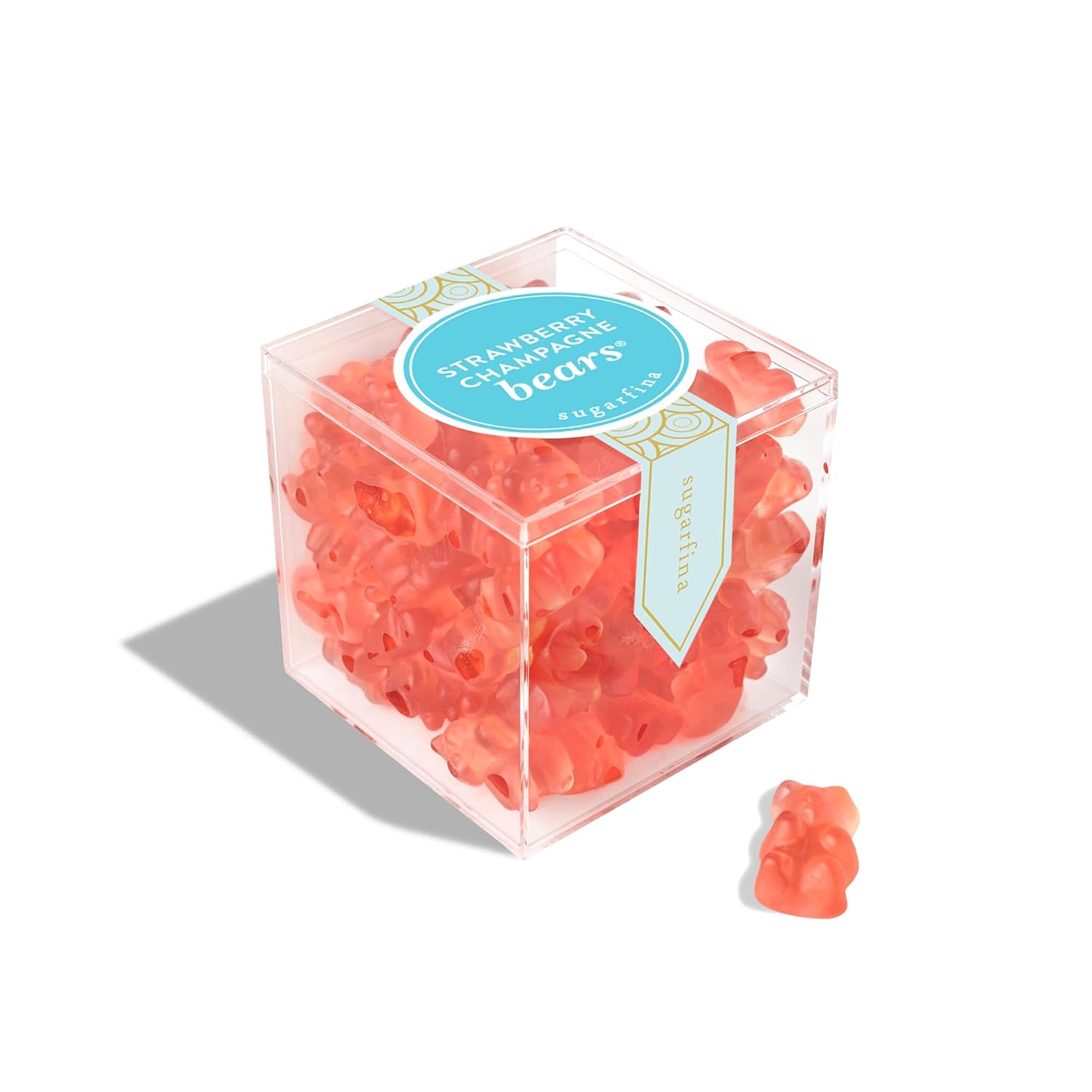 Sugarfina Strawberry Champagne Bears Large Candy Cube, Champagne Gummy Bears, 11.8 oz, 2 Count