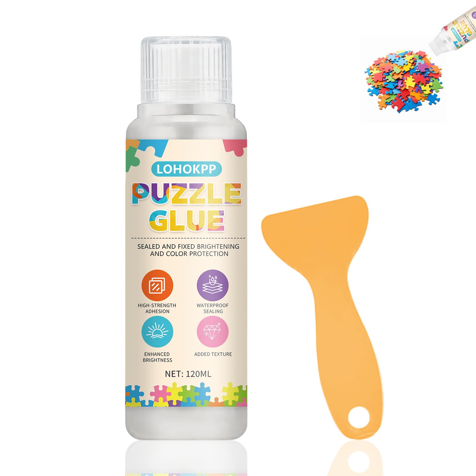 120ml Pegamento Puzzle Pegamento, Pegamento para Rompecabezas, Pegamento Líquido para Puzzles, Sellador Ultrabrillante, Fijador Transparente, Preserva los Colores y Protege tu Puzzle