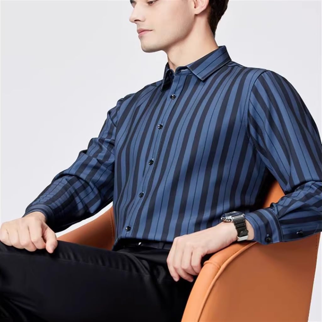 Striped Long-Sleeved Shirt Men's Fall and Winter Models Business Casual Shirt Bottoming Shirt