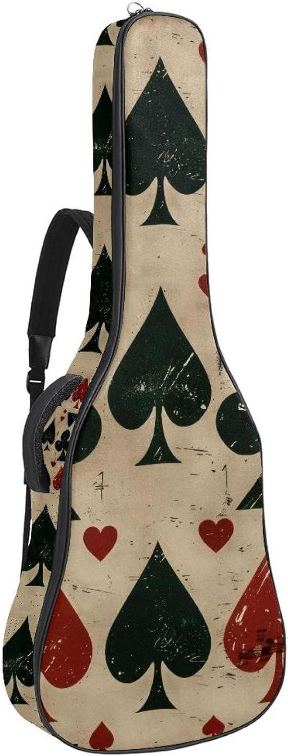 40 41 42 Inch Acoustic Guitar Bag, 0.4 In Thick Sponge Padded Guitar Case Gig Bag with Back Hanger Loop and 2 Pockets, Planets Symbols Vintage Pattern