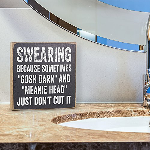 Swearing, Because Sometimes - Rustic Wooden Sign Decor - Wall Art - Little Signs With Sayings - Funny Home Decor And Must Haves, Great Gift For Family And Friends #TOP1