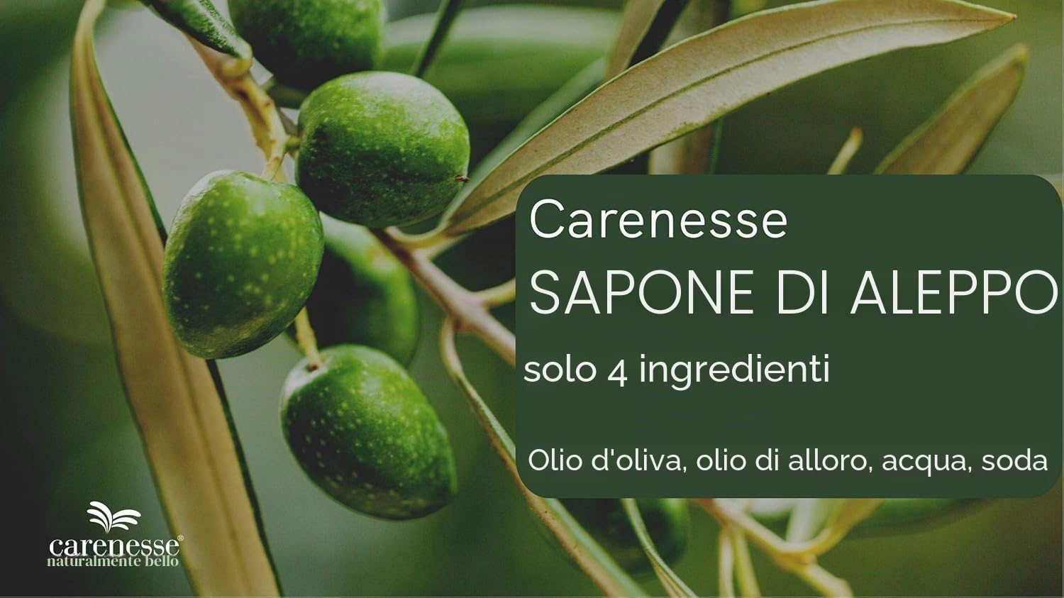 Carenesse Original Sapone di Aleppo 2 X 200 g, 60% di Olio d' oliva e 40% di Alloro, sapone naturale in realizzato a mano secondo tradizione vecchio ricetta e maturazione lungo tempo