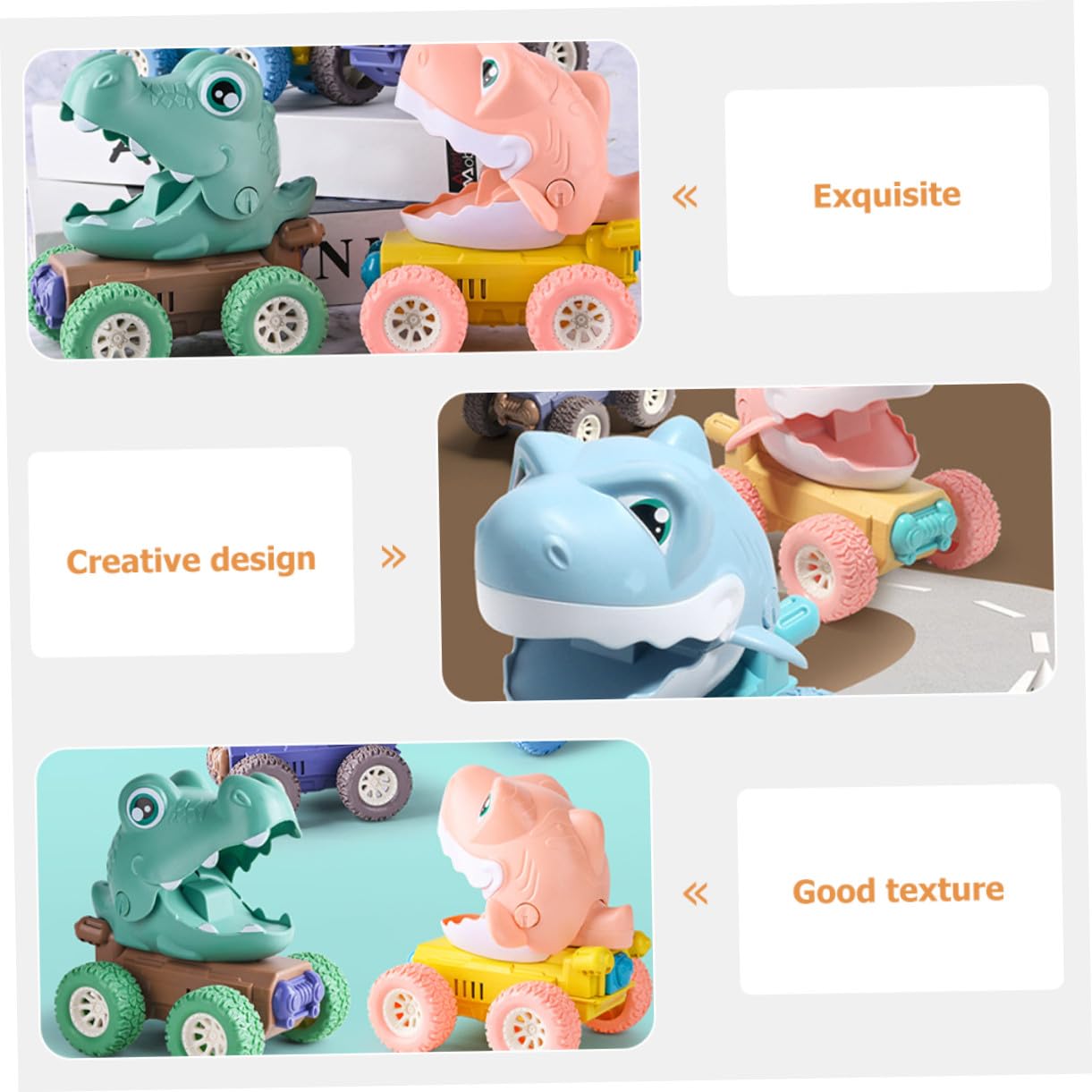 NOLITOY 4piezas Modelo de Vehículo Todoterreno de Dinosaurio para Juguete de Coche de Dinosaurio Efecto de Inercia Adecuado para Coleccionar y Jugar Casa