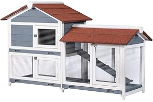 Good Life Two Floors 62" Wooden Outdoor Rabbit Hutch