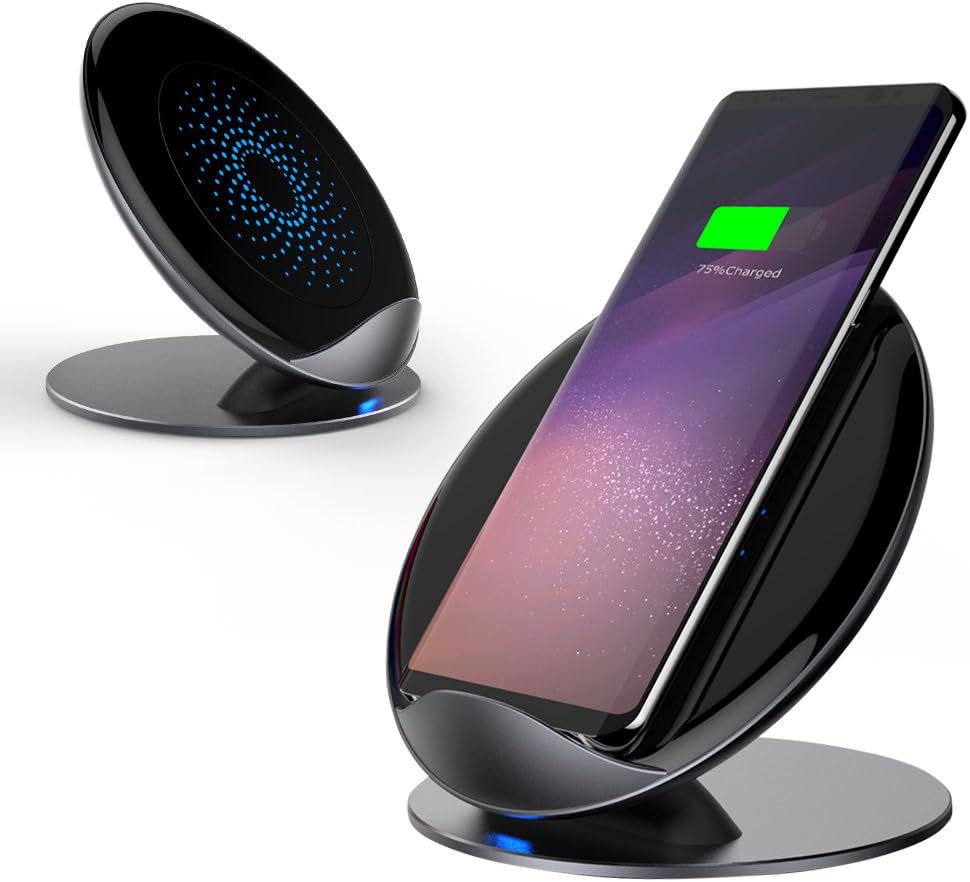 Wireless Charger Aursen 10W Fast Qi Charger with Metal Sleek Cover Universal Newest Model for Samsung Galaxy Note8/S8/S8 Plus/S7/S7edge,Standard Charge Wireless Charging Pad for iPhone 8/8 Plus/X-Grey