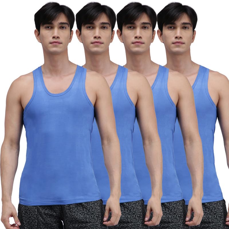 Image of Amul Comfy Men's Cotton Vest | Round Neck Sleeveless | Seamless Body for Superior Comfort | Ultra-Soft Hand Feel | 100% Pure Cotton Innerwear | Color May Vary