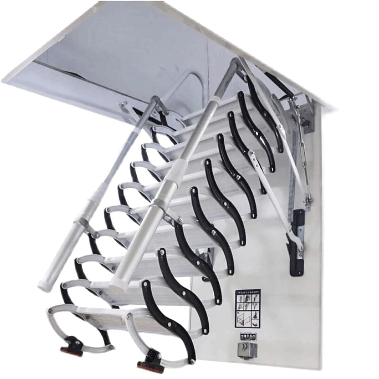 MUYRJLZX Attic Stair Electric Attic Ceiling Ladder Loft Ladder with Armrests Ceiling Stairs Pull Down Titanium-Magnesium Extension Attic Ladder(80 * 120cm)