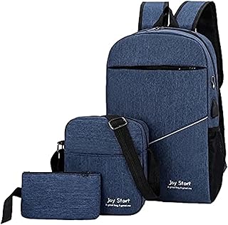 شنطة ضهر وحقيبة سفر وكروس ومحفظة 3 قطع لابتوب كاجوال للجنسين ازرق من جوى سبورت