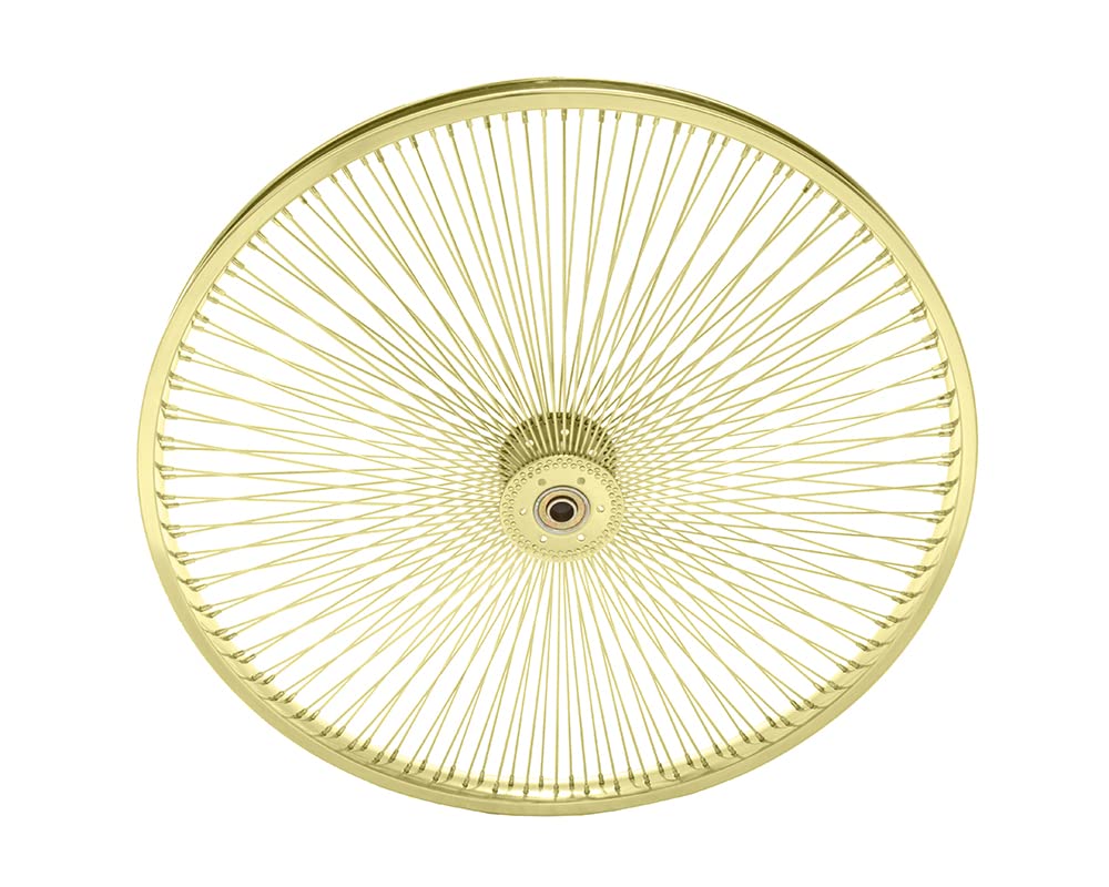 Lowrider 26 Hollow-Hub Steel Bike Wheel 144 Spoke 14g UCP Bearing 5/8idx1-3/8od Single Wall Gold.