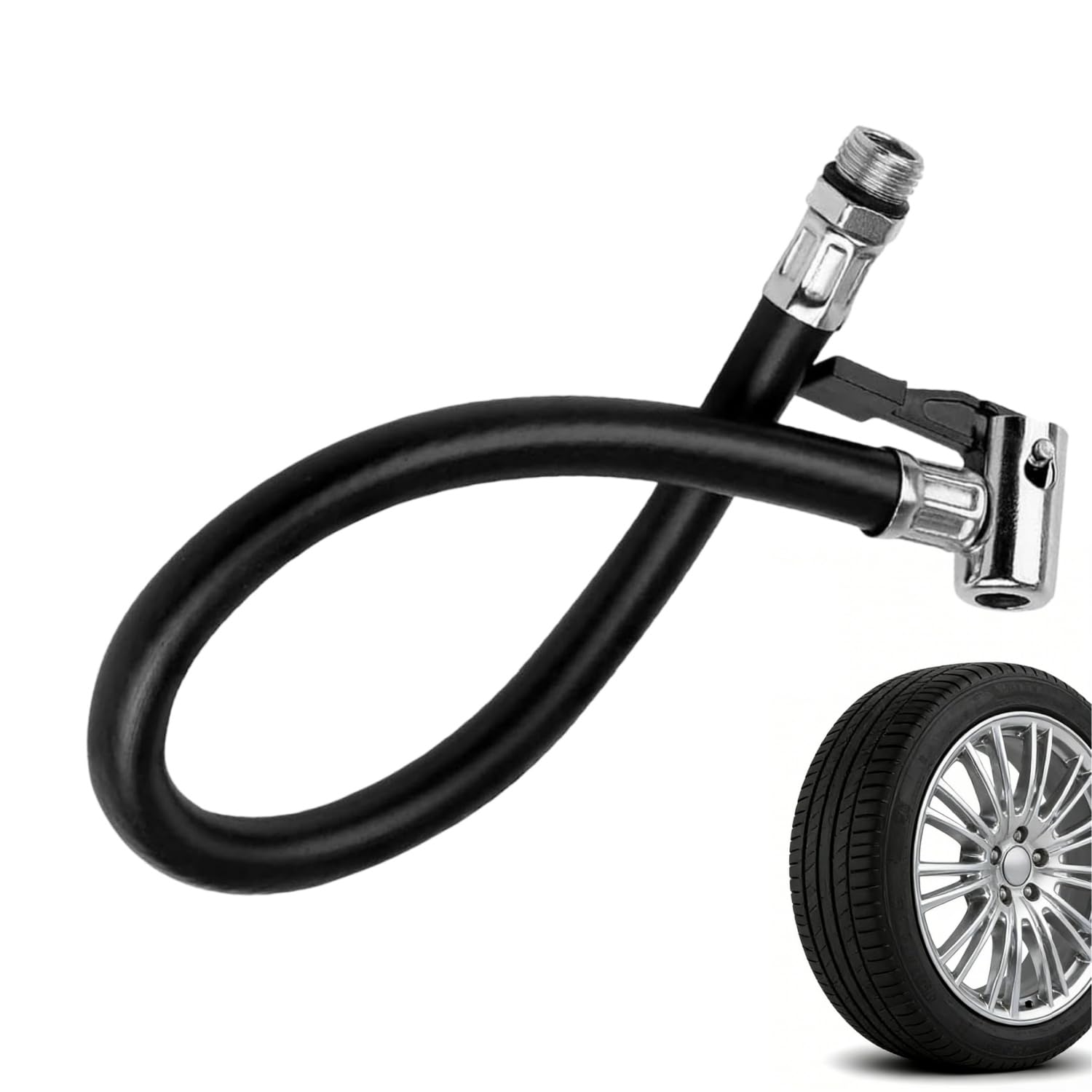 Medrialife 38 cm Tubo di Prolunga per Pompa Pneumatici, Tubo Prolunga di Gomma Flessibile della Pompa di Gonfiaggio, Diametro della Filettatura 12,5 mm, Fornito con 2 Aghi di gonfiaggio