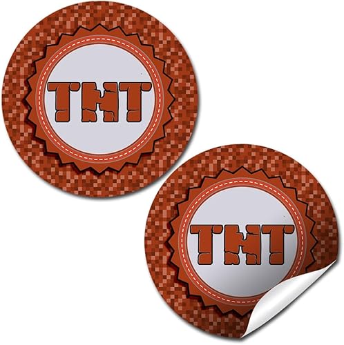 Pixel Miner TNT - Etiquetas adhesivas con temática de agradecimiento para niños, 40 calcomanías circulares de fiesta de 2 pulgadas por