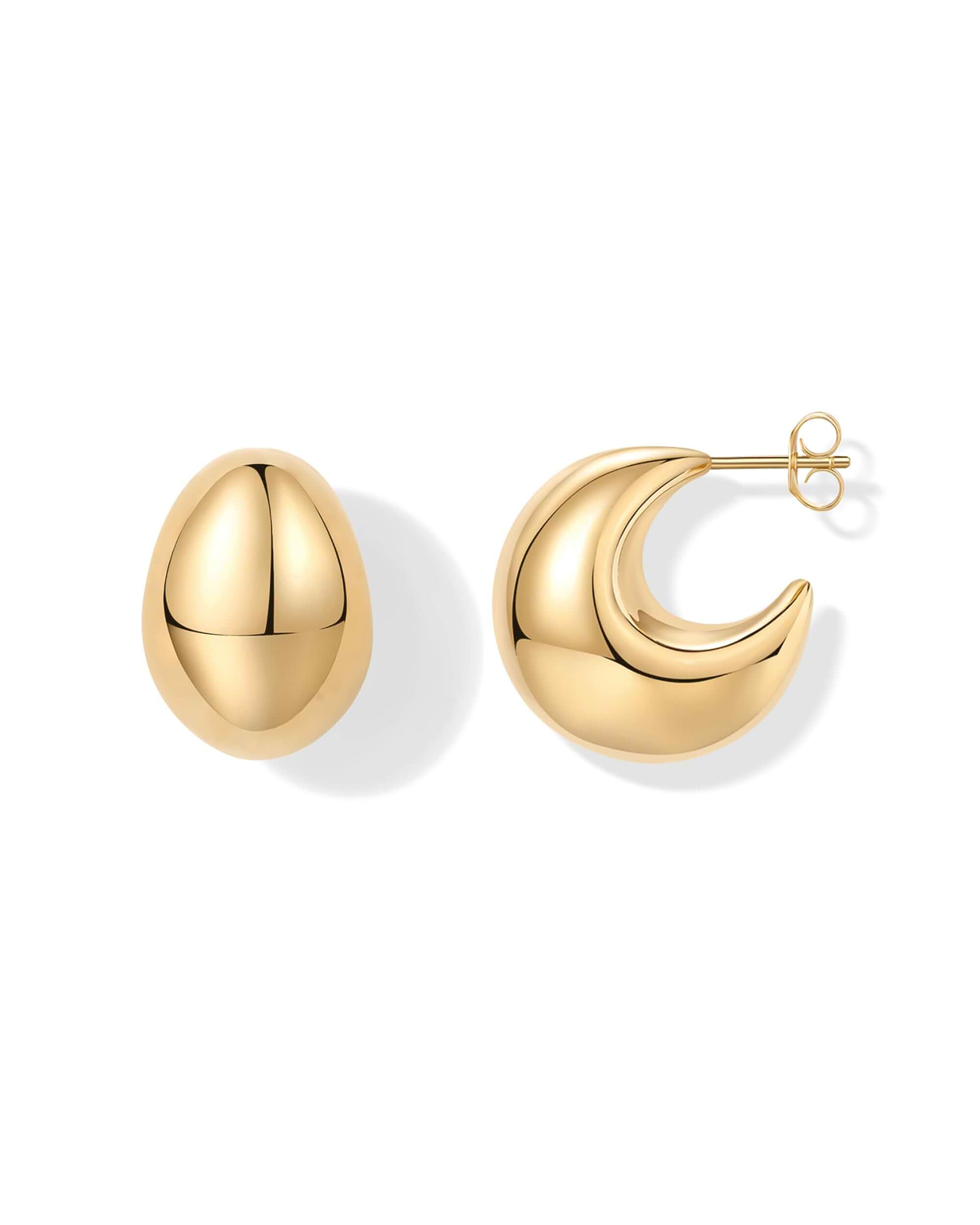 PAVOI 14K Gold Plated Statement Earrings for Women, Teardrop Dangle Earring Hypoallergenic Earrings with 925 Sterling Silver Posts, Chunky Dome Drop Dangle Earrings