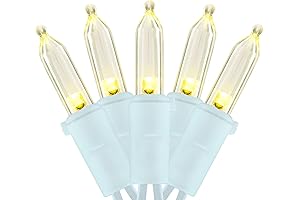 YULETIME Warm White LED Christmas Lights with White Wire