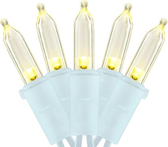 YULETIME 200 Warm White LED Christmas Lights, 66 ft White Wire String Light | Soft Warm White, Stay Lit, End-to-End Connectable, UL Certified, Commercial Grade, 1-Strand 200 Lights, 4" Spacing