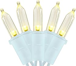 YULETIME 200 Warm White LED Christmas Lights, 66 Feet White Wire UL Certified Commercial Grade Holiday String Light Set