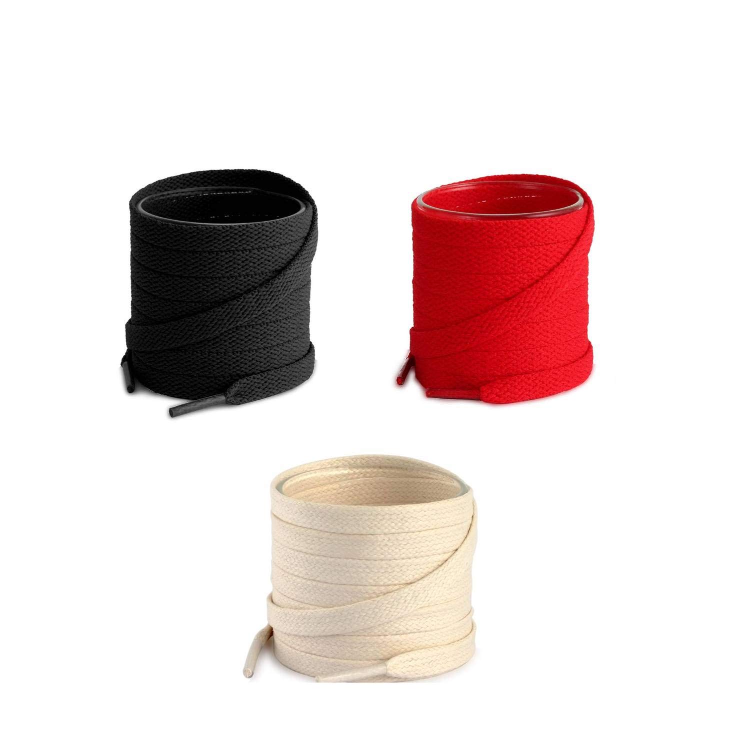 Lify Flat Shoelaces - 8MM (5/16" Inch) Wide - Shoe Laces for All Types of Shoes & Sneakers- 3 Pair Pack (90CM (35.43 Inch), Black, Red & Beige) (B07TS9177T) Amazon Price History, Amazon Price Tracker