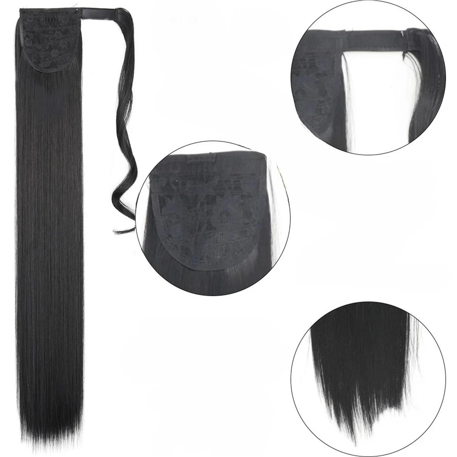 Peruka 22''34'' Long Straight Ponytail Wrap Around Clip In Extensions Black Hairpiece Headwear(Color3,34Inches 85cm)