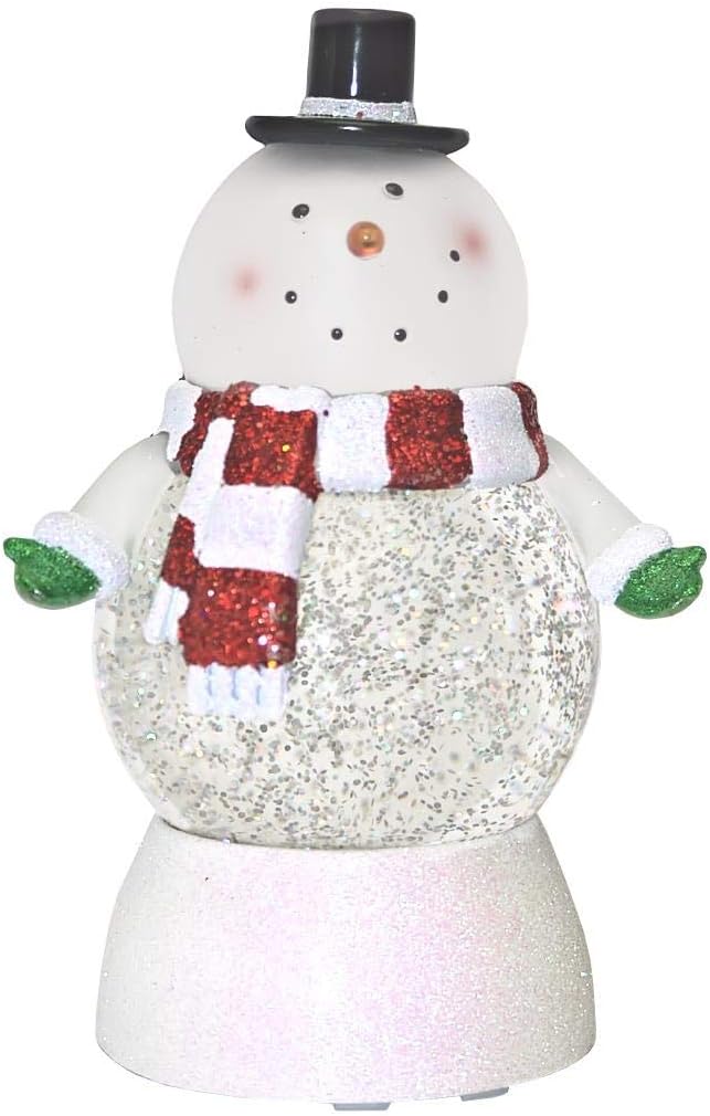 7.5" H Lighted Swirl Snowman, Glitter Confetti Lantern, USB or Battery Operated, Christmas Decor, Holiday Accent, Gift