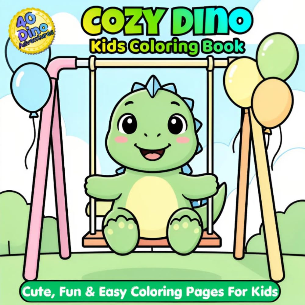 Cozy Dino Kids Coloring Book: Cute, Fun & Easy Coloring Pages for Kids Ages 3–6 (Cute and Cozy Critters Coloring Book Series for Kids)