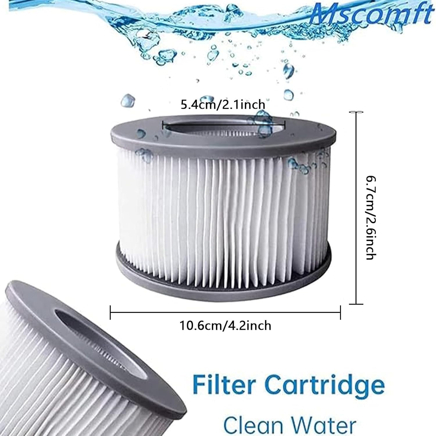 Mscomft Filtro di ricambio per MSPA Whirlpoal, filtro dell'acqua, filtro per idromassaggio, per sottomarini caldi e spa, per piscine gonfiabili, modello dal 2020 (16 pezzi)