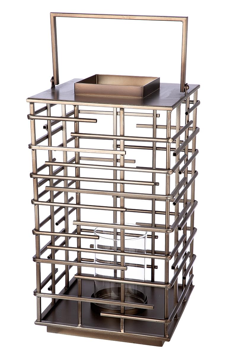 Casablanca - Lanterna decorativa grande XXL, con inserto in vetro, decorazione per soggiorno, Natale, Avvento, colore: argento anticato, altezza 56,5 cm
