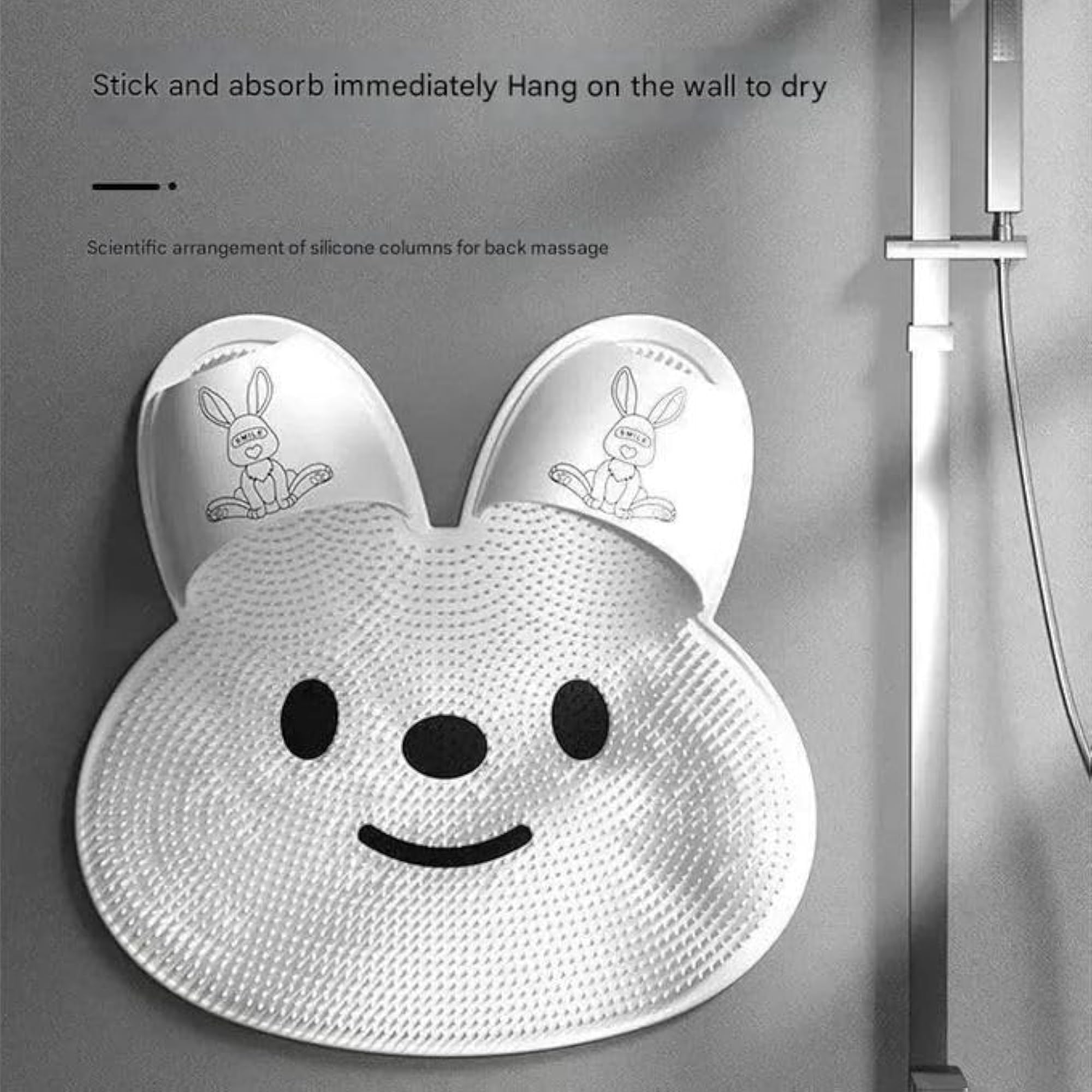 Extra-Large Shower Foot Scrubber Mat, Rabbit-Shaped Silicone