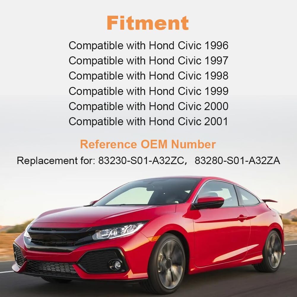 JDMON Sun Visor Pair Left Driver and Right Passenger Side Compatible with Hond Civic 1996-2001 CX DX EX EXR HX iES Replaces 83230-S01-A32ZC 83280-S01-A32ZA (Gray)