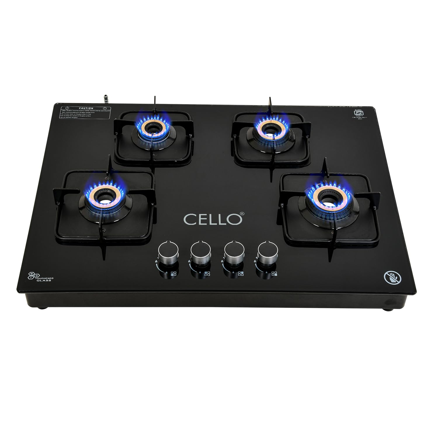 Cello Crysta Hob Top Cooktop 8MM Toughened Glass | High Efficient Brass Burners (4 Burners Manual) (B0D7CSV823) Amazon Price History, Amazon Price Tracker