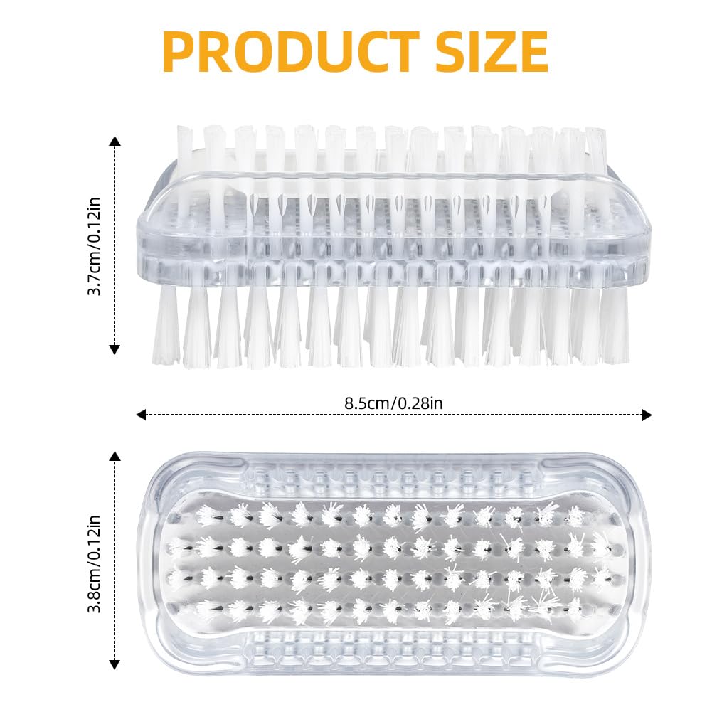 Spazzola per unghie double face, 2 PCS Spazzola Per Unghie, Spazzole per la Pulizia Plastica per Pulizia di mani Delle Unghie, Trasparente