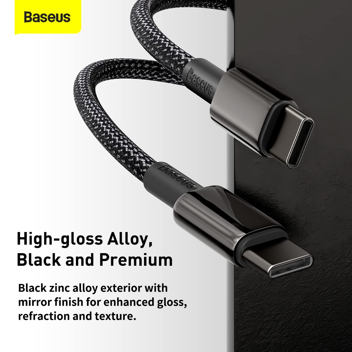 Baseus Tungsten Gold Hızlı Şarj Kablosu Type-C to Type-C 100W, 2m, Siyah