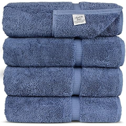 Chakir Turkish Linens Turkish Cotton Luxury Hotel & Spa Bath Towel - Set of 4, Wedgewood Cover