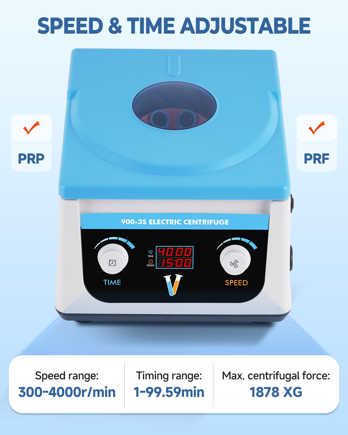 YUCHENGTECH Centrifuga da Laboratorio da Tavolo Bassa Velocità a Display LCD 4000 RPM Rotore 6x15ml Timer Digitale 0-99 min Forza 1878xg per Provette 5/7/10ml
