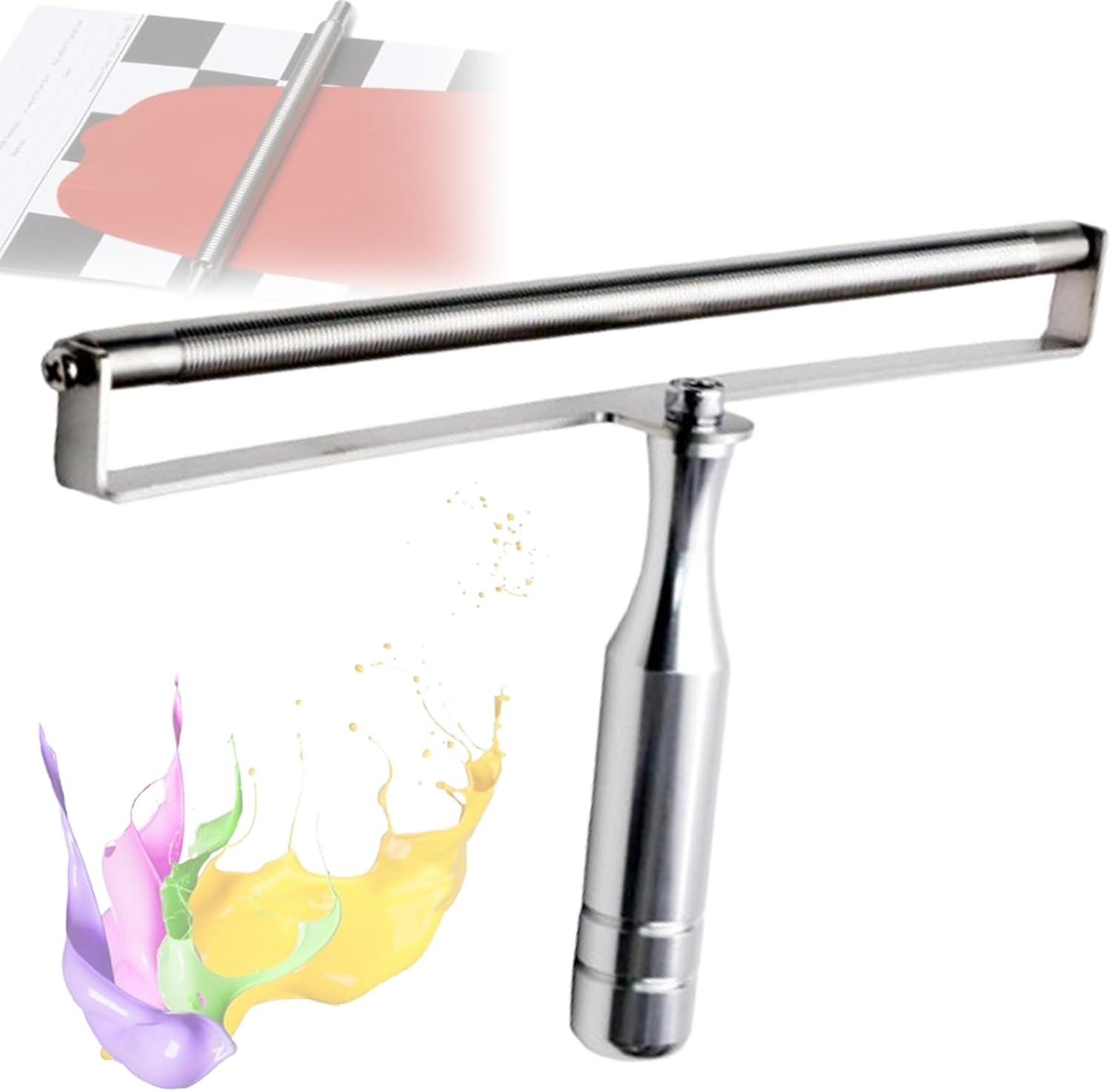 Wet Film Applicator, Stainless Steel Rod Coater for Varnishes, Glue, Paint, Ink, Coating Thickness 80/100/120/150/200μm, Coater Film Width 200mm, with Hand Shank