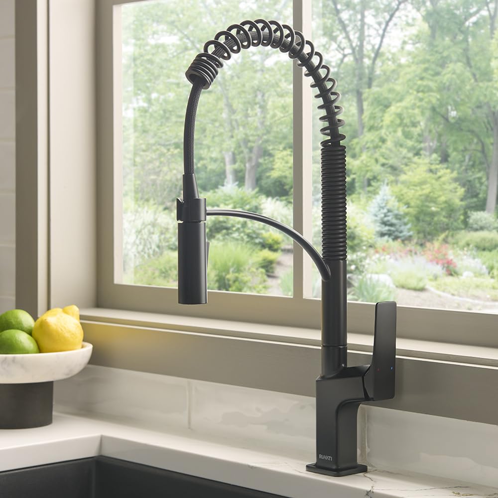 Ruvati Seneca Matte Black Single Handle Pull Down Kitchen Faucet